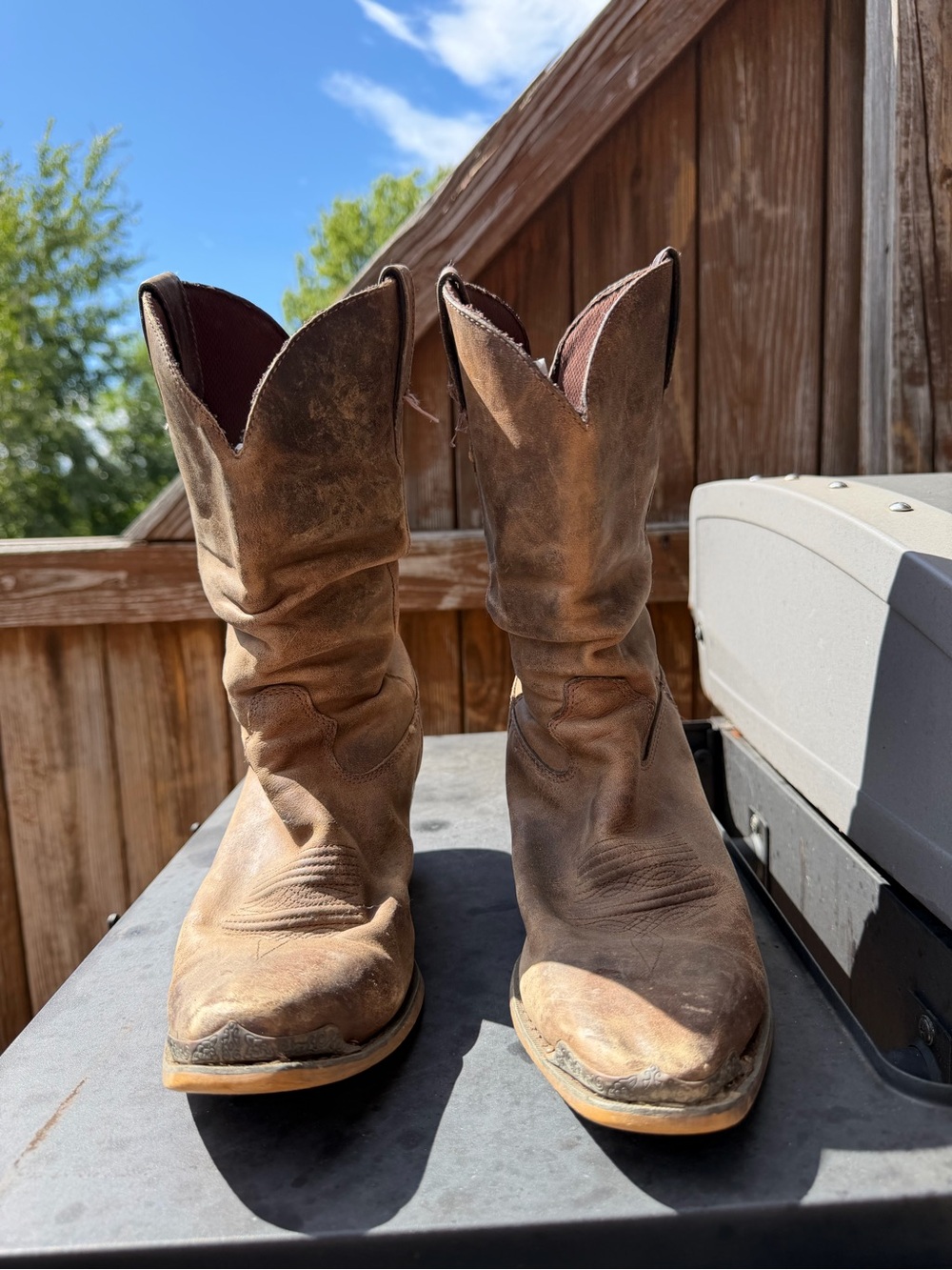 Durango Brown Leather Cowboy Boots - Distressed Western Style